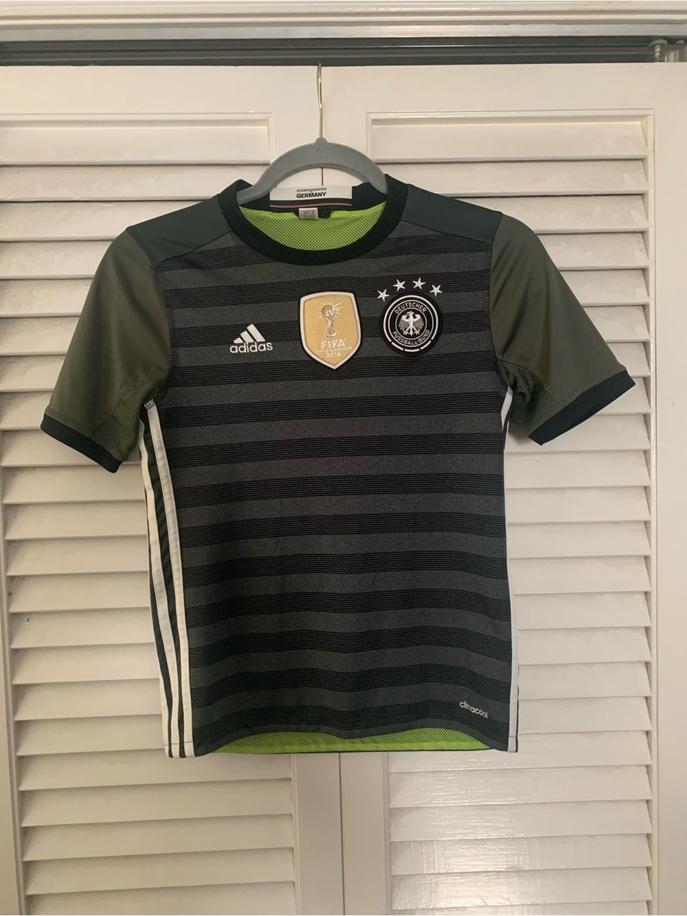 adidas Kids Germany National team soccer Jersey in Black and Olive
